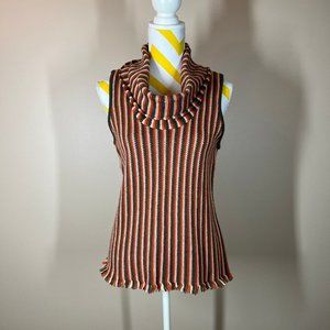 NWOT Worth Wool Striped Sleeveless Turtleneck Sweater
